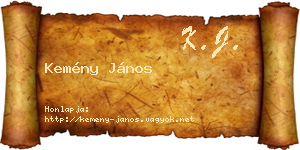 Kemény János névjegykártya